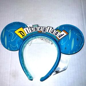 Disneyland Marquee Mickey Mouse Ears Headband Blue Yellow One Size NWT